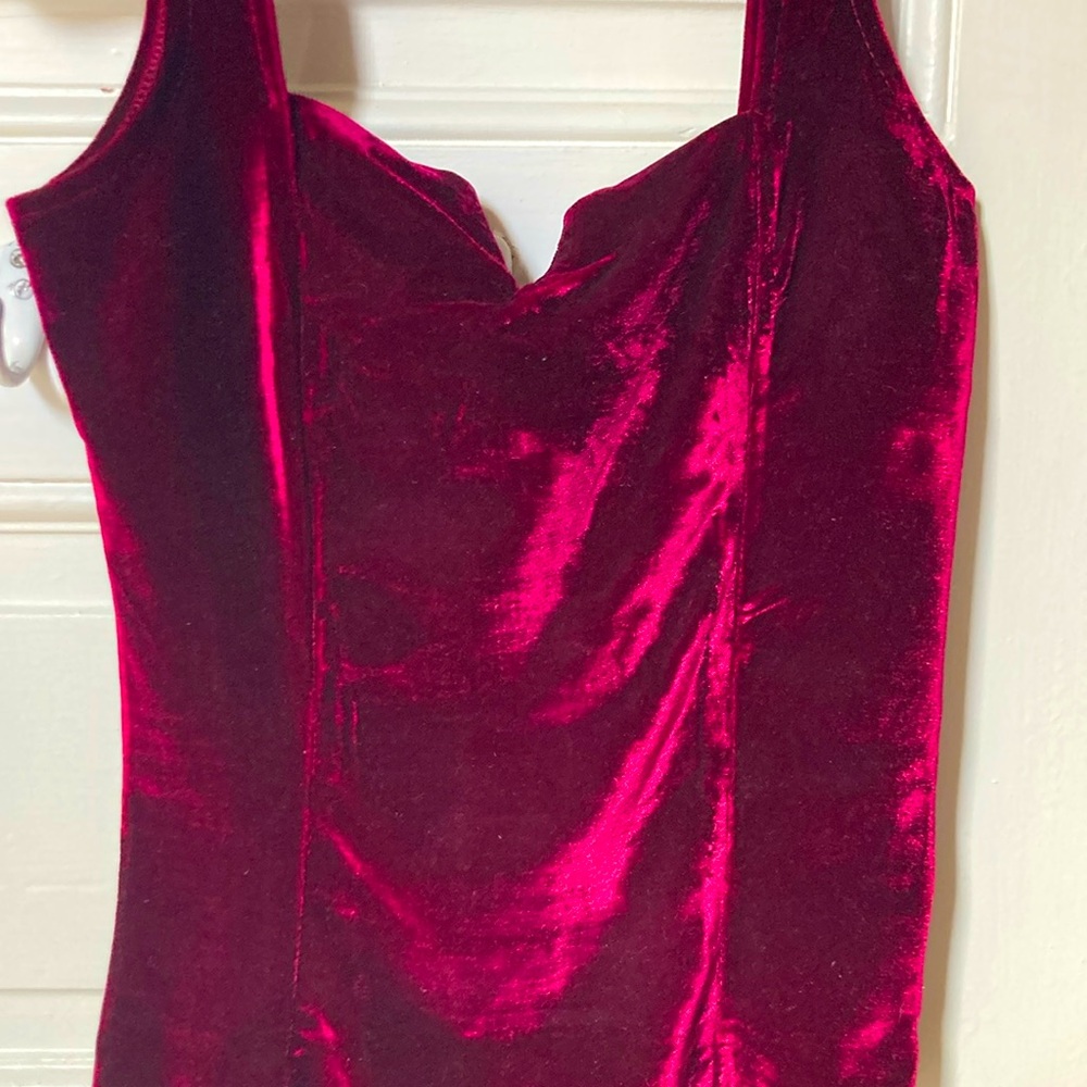 Burgundy Velvet Draped Bodysuit
